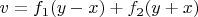 $v = f_1(y-x) + f_2(y+x)$