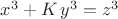 ${{x}^{3}}+K\, {{y}^{3}}={{z}^{3}}$