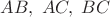 $AB,\;AC,\;BC$