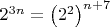 $2^{3n}=\left(2^2\right)^{n+7}$