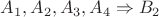 $
{A}_{1}, {A}_{2}, {A}_{3}, {A}_{4} \Rightarrow {B}_{2}
$