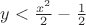 $y<\frac {x^2} {2} - \frac 1 2$