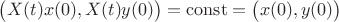 $\big( X(t)x(0),X(t)y(0)\big) =\operatorname{const}=\big( x(0),y(0)\big)$