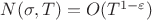 $N(\sigma, T) = O (T ^ {1 - \varepsilon })$