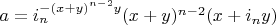$a=i_n^{-(x+y)^{n-2} y} (x+y)^{n-2} (x+i_n y)$