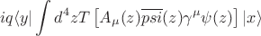 $$ iq \langle y \rvert \int d^4 z T\left[ A_\mu(z) \overline{psi}(z) \gamma^\mu \psi(z) \right] \lvert x \rangle $$