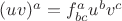 $(uv)^a=f_{bc}^a u^b v^c$