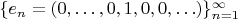$\{e_n=(0,\ldots,0,1,0,0,\ldots)\}_{n=1}^\infty$