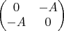$\begin{pmatrix}
0 & -A \\
-A & 0
\end{pmatrix}$