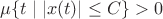 $\mu\{t\mid |x(t)|\leq C\}>0$