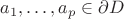$a_1, \ldots, a_p\in\partial D$