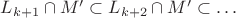 $L_{k+1} \cap M' \subset L_{k+2} \cap M' \subset \ldots$