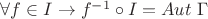 $\forall f \in I \to f^{-1} \circ I = Aut \ \Gamma$ $\forall f \in I \to f^{-1} \circ I = Aut \ \Gamma$