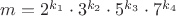 $m=2^{k_1}\cdot 3^{k_2} \cdot 5^{k_3} \cdot 7^{k_4}$