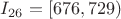 $I_{26} = [676, 729)$