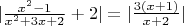 $|\frac{x^2-1}{x^2+3x+2} + 2 |= |\frac{3(x + 1)}{x + 2}|$