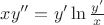$xy''=y'\ln \frac{y'}{x}$