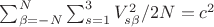 $\sum_{\beta=-N}^{N} \sum_{s=1}^3 V_{s\beta}^2/2N=c^2$