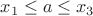 $x_1 \le a \le x_3$