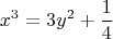 $$ x^3 = 3y^2 + \frac{1}{4} $$
