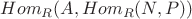 $Hom_R(A,Hom_R(N,P))$