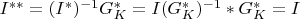 $I^{**}=(I^*)^{-1} G_K^*=I (G_K^*)^{-1}*G_K^*=I$