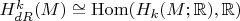 $H^k_{dR}(M) \cong \mathrm{Hom}(H_k(M; \mathbb{R}), \mathbb{R})$