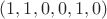 $(1,1,0,0,1,0)$
