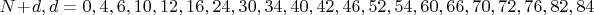 $ N + d, d = 0, 4, 6, 10, 12, 16, 24, 30, 34, 40, 42, 46, 52, 54, 60, 66, 70, 72, 76, 82, 84$