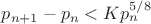 $p_{n+1}-p_n < K p_n^{5/8}$