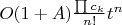 $O(1+A)\frac {\prod c_k}{n!}t^{n}$