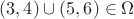 $(3,4) \cup (5, 6) \in \Omega$