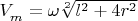 $V_m^{пер} = \omega \sqrt[2]{l^2 + 4r^2}$