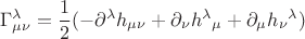 $$\Gamma^\lambda_{\mu\nu}=\dfrac{1}{2}(-\partial^\lambda h_{\mu\nu}+\partial_\nu h^\lambda{}_\mu+\partial_\mu h_\nu{}^\lambda)$$