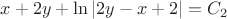 $x + 2y + \ln{|2y-x+2|} = C_2$