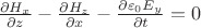 $\frac{\partial H_x}{\partial z}-\frac{\partial H_z}{\partial x}-\frac{\partial {\varepsilon_0 E_y}}{\partial t} =0 $