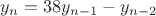 $y_n=38y_{n-1}-y_{n-2}$