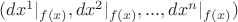 $(dx^1\vert _{f(x)}, dx^2\vert _{f(x)}, ..., dx^n \vert_{f(x)})$