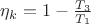 $\eta_k=1-\frac{T_3}{T_1}$