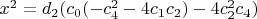 $x^2=d_2 (c_0 (-c_4^2-4 c_1 c_2)-4 c_2^2 c_4)$