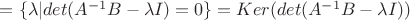 $=\{\lambda|det(A^{-1}B-\lambda I)=0\}=Ker(det(A^{-1}B-\lambda I))$