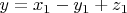 $y=x_1-y_1+z_1$
