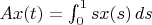 $Ax(t)=\int_0^1sx(s)\,ds$