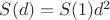 $S(d) = S(1) d^2$
