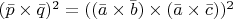 $(\bar{p}\times\bar{q})^2=((\bar{a}\times\bar{b})\times(\bar{a}\times\bar{c}))^2$
