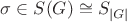 $\sigma \in S(G) \cong S_{|G|} $