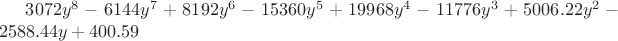 $3072y^8 - 6144y^7 + 8192y^6 - 15360y^5 + 19968y^4 - 11776y^3 + 5006.22y^2 - 2588.44y + 400.59$