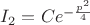 $\[{I_2} = C{e^{ - \frac{{{p^2}}}{4}}}\]$
