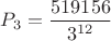 $P_3 = \dfrac{519156}{3^{12}}$