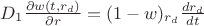 $D_1\frac{\partial w(t, r_d)}{\partial r} = (1-w)_{r_d} \frac{dr_d}{dt}$